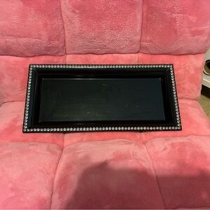 Elegant Black Decorative Tray with Crystal Accents